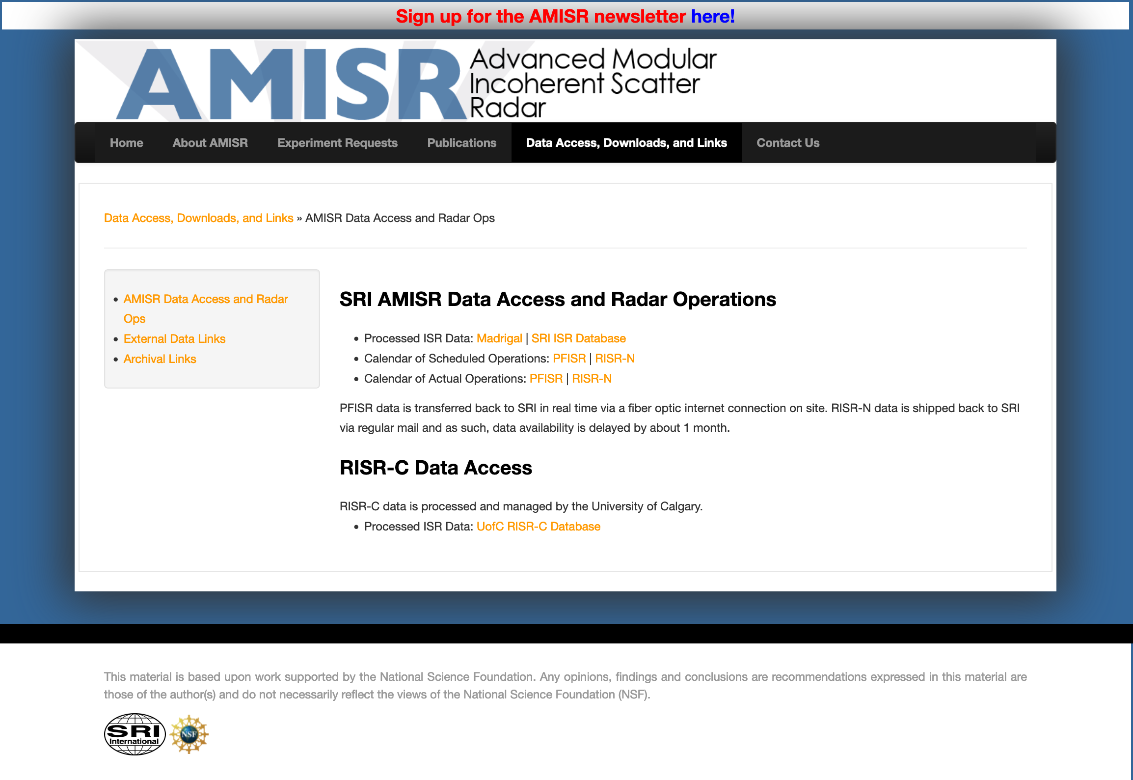SRI Database | AMISR User Manual